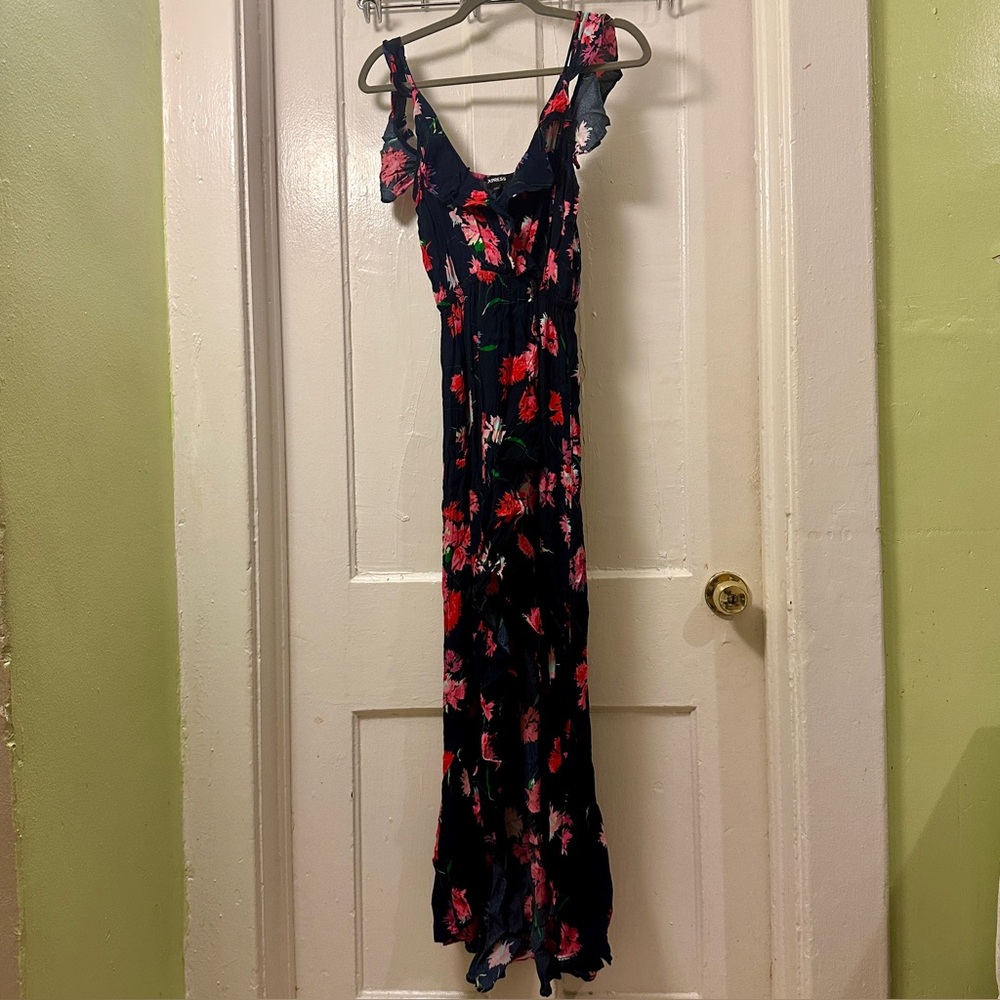 EXPRESS Floral Asymmetrical Maxi Dress